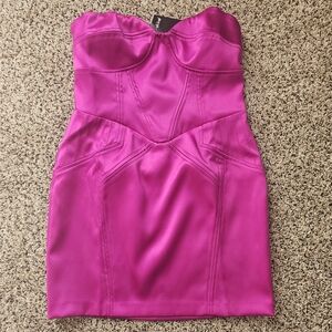 Nasty Gal Satin Bonded Bandeau Mini Dress Fuschia Sz 8